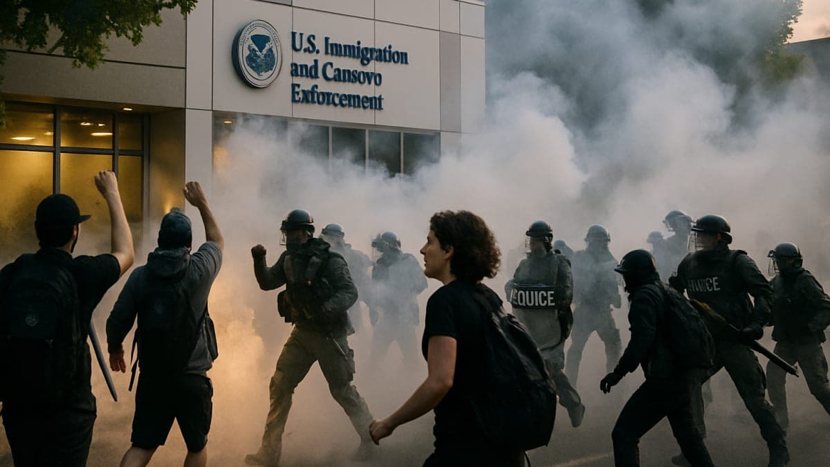 Gelombang kedua kekacauan meletus di luar fasilitas ICE menyusul bentrokan Dems dengan keamanan