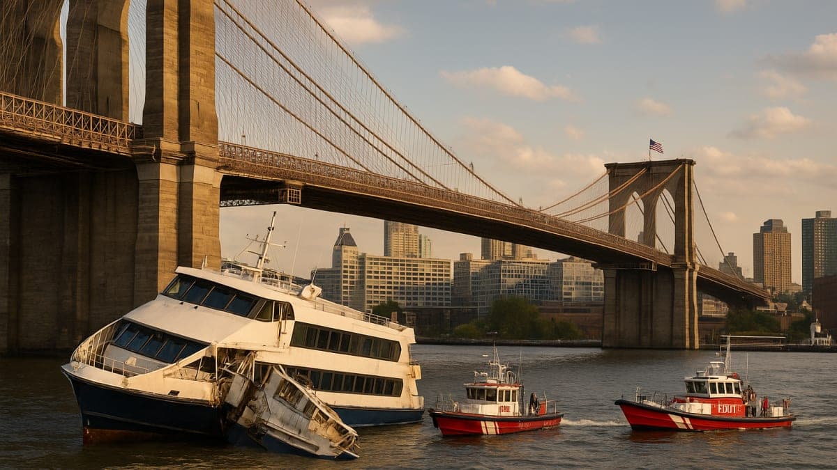 Banyak Orang Terluka Setelah Kapal yang Membawa 200 Orang Menabrak Jembatan Brooklyn, Operasi Pencarian dan Penyelamatan Sedang Berlangsung