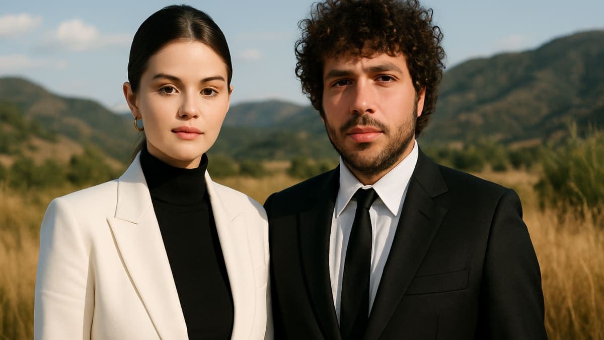 Selena Gomez Kembaran dengan Benny Blanco dalam Penampilan Hitam dan Putih yang Serupa