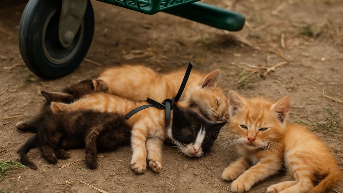 4 Anak Kucing Ditemukan Terikat Rapat di Bawah Keranjang Belanjaan dan Segera Dilarikan ke Pusat Penyelamatan Hewan. 2 Meninggal dan 2 Lainnya Berjuang Hidup